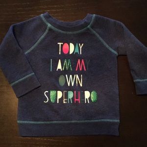 EUC baby girl SUPERHERO sweatshirt 12mos